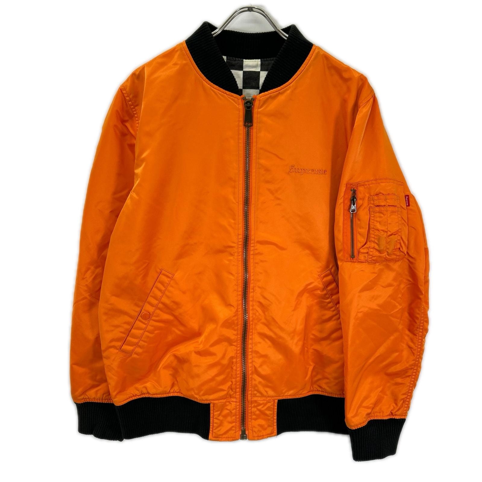 シュプリーム 16SS オレンジ×チェッカー柄 Reversible Checkered MA-1 ジャケット