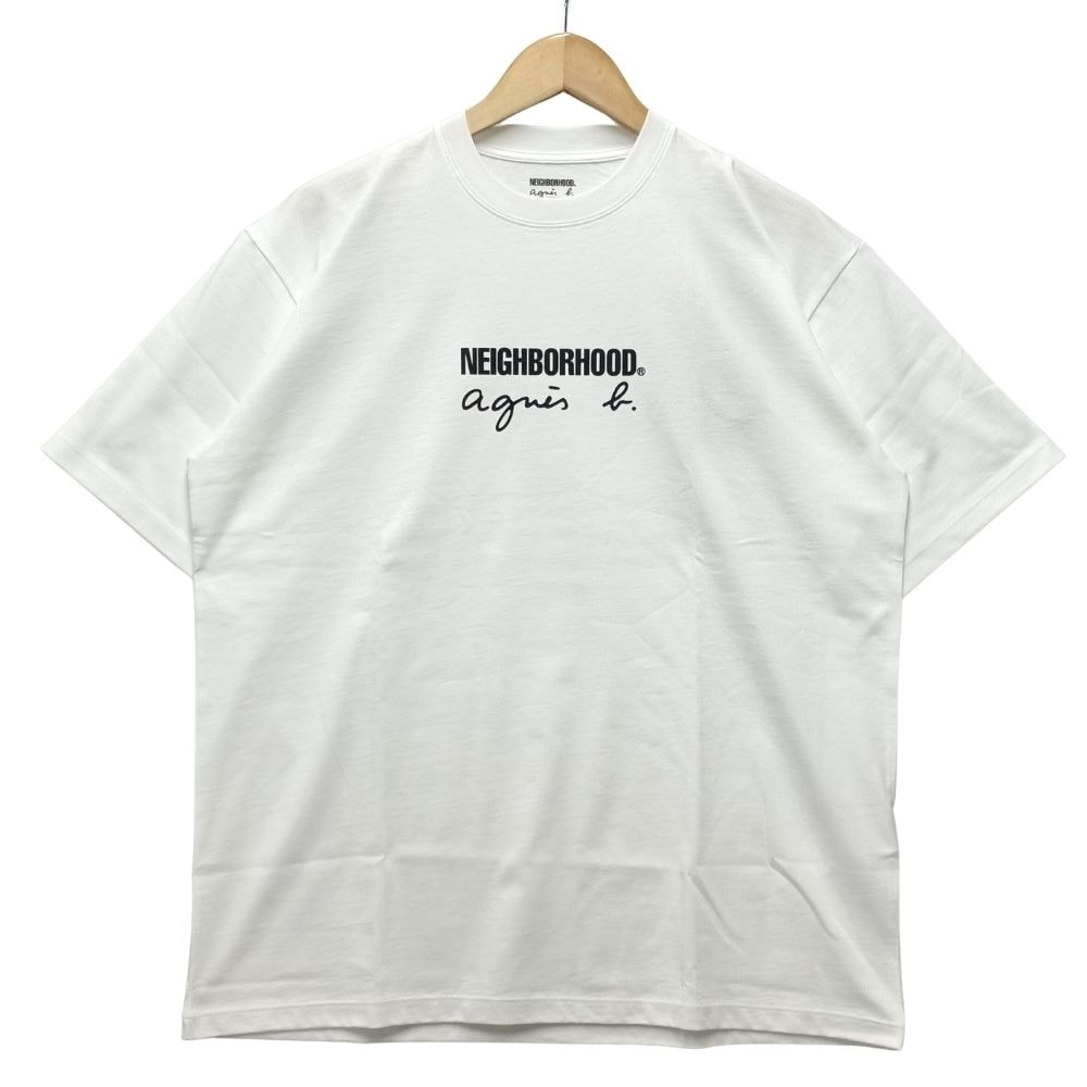 NEIGHBORHOOD ネイバーフッド 25AW AGNES B. アニエスベー ロゴ プリント 半袖Tシャツ コットン ホワイト サイズ L 正規品 / 54789