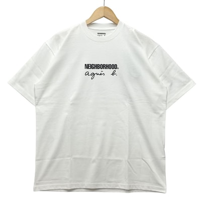 NEIGHBORHOOD ネイバーフッド 25AW AGNES B. アニエスベー ロゴ プリント 半袖Tシャツ コットン ホワイト サイズ L 正規品 / 54789