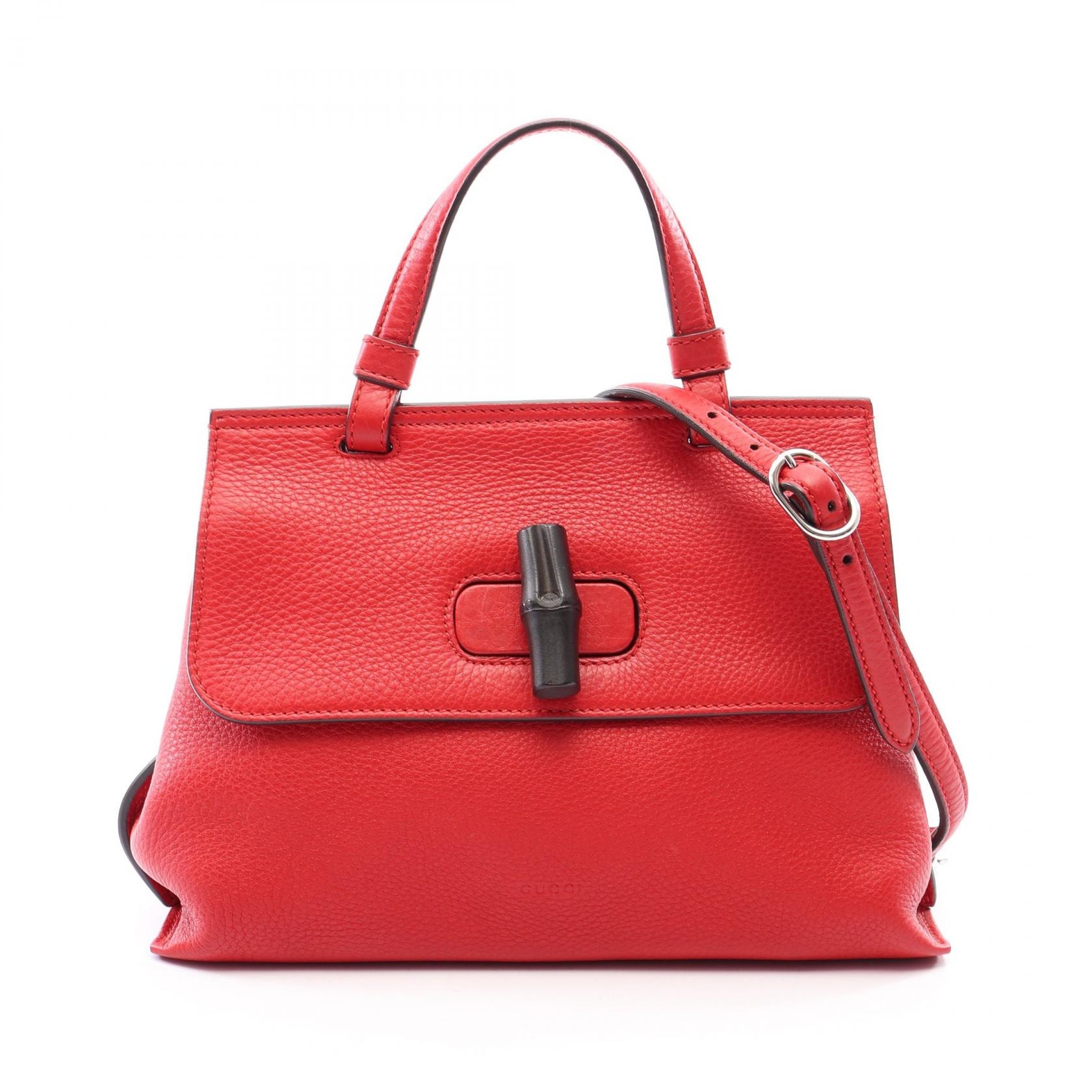 グッチ GUCCI バンブー デイリー 2WAY ハンドバッグ バッグ レザー レディース レッド系 370831 【中古】