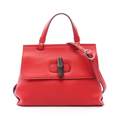 グッチ GUCCI バンブー デイリー 2WAY ハンドバッグ バッグ レザー レディース レッド系 370831 【中古】