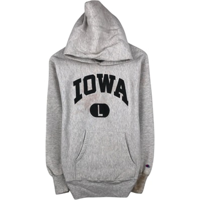 古着 90年代 チャンピオン Champion REVERSE WEAVE リバースウィーブ 刺繍タグ IOWA アイオワ大学 スウェットプルオーバーパーカー USA製 メンズL相当 ヴィンテージ/eaa643289