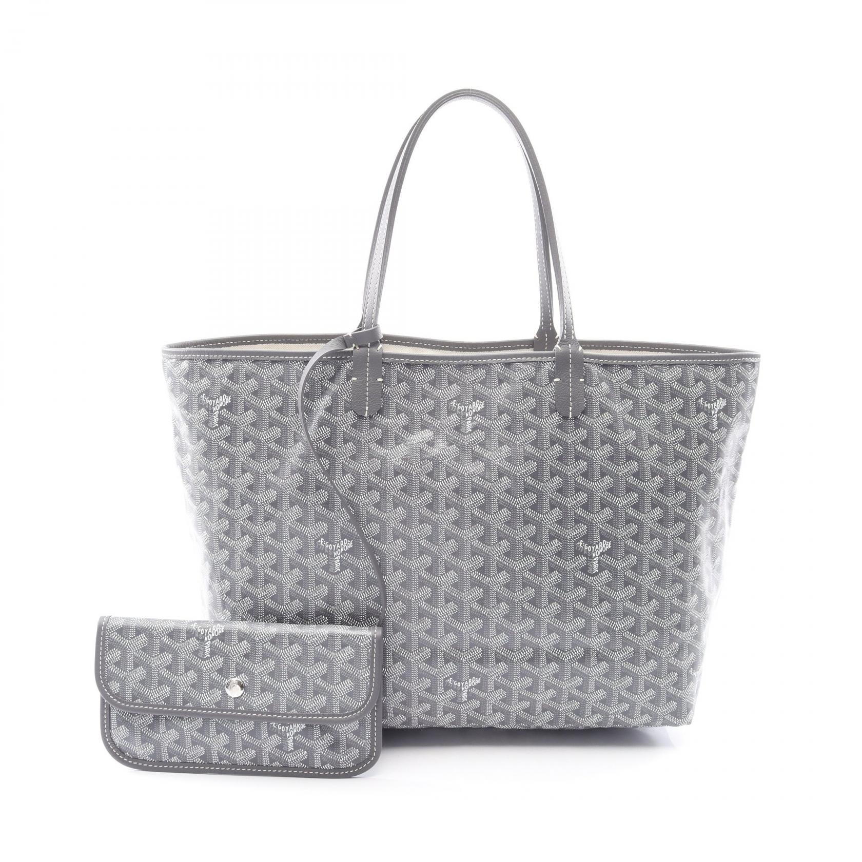 ゴヤール GOYARD サンルイPM トートバッグ バッグ PVCコーティングキャンバス レザー レディース グレー系 【中古】