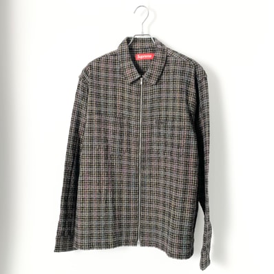 Supreme Metallic Plaid Zip Up Shirt "Washed Black"