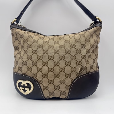 GUCCI(グッチ)ラブリーハート GGキャンバス ショルダーバッグ ワンショルダーバッグ ベージュ ブラウン レザー ゴールド レディース 257072【中古】