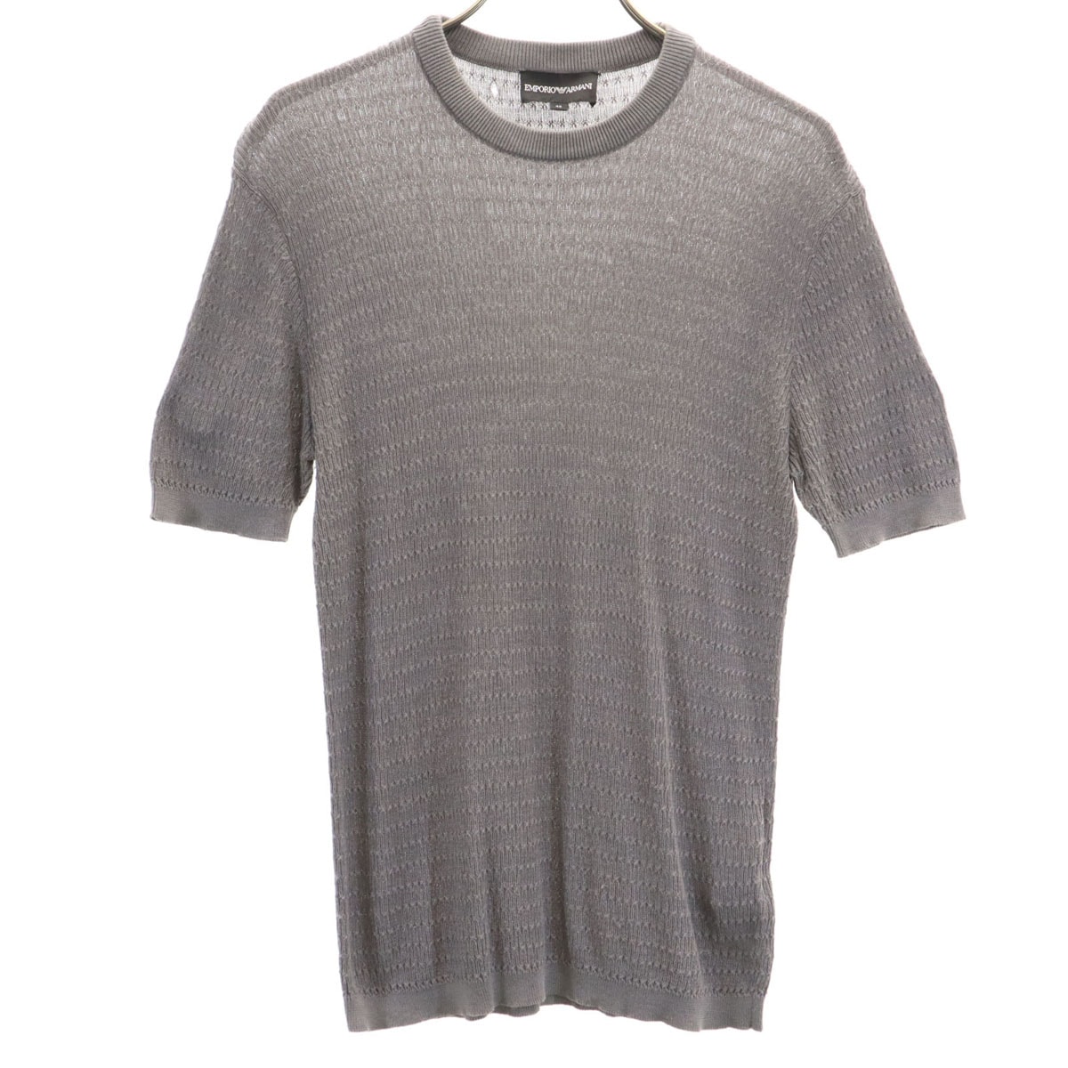 Emporio Armani エンポリオアルマーニ シルクブレンド 半袖 ニット 46 グレー系