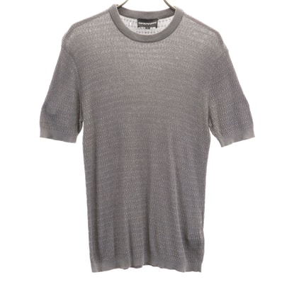 Emporio Armani エンポリオアルマーニ シルクブレンド 半袖 ニット 46 グレー系
