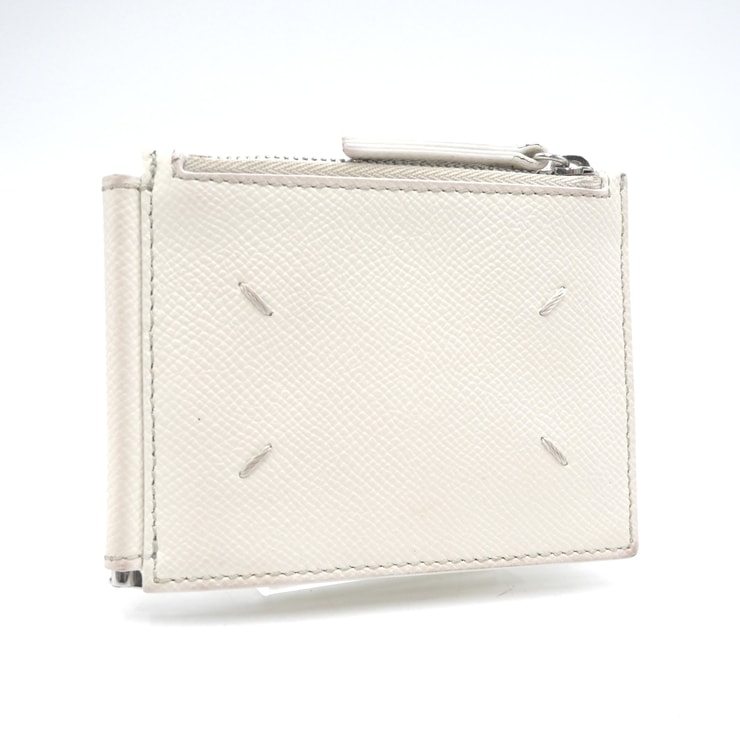 Maison Margiela(メゾンマルジェラ)WALLET SLIM 2 PINCER マネークリップ 二つ折り財布 ホワイト レザー メンズ レディース イタリア製 【中古】