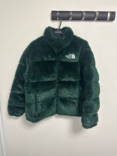 Supreme x The North Face Faux Fur Nuptse Jacket "Green"