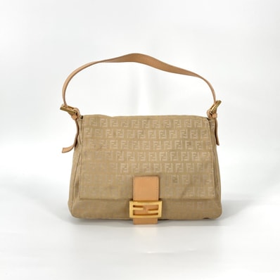 FENDI(フェンディ) マンマバケットGD ズッキーノ レザー 8BR001 ショルダーバッグ ベージュ×ゴールド