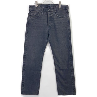 リーバイス 【PREMIUM】EDIFICE 30th別注 501 ブラック コットン ボタンフライ ストレートセルビッジデニムパンツ W31×L30