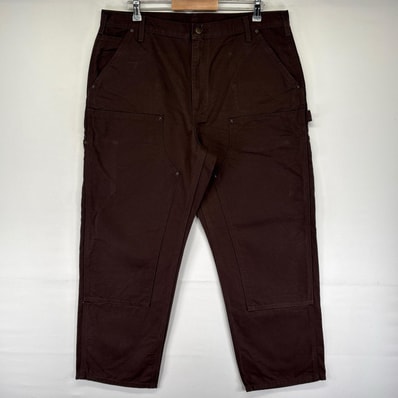 古着 カーハート Carhartt ダック パンツ ペインターパンツ ジッパーフライ ワンポイントロゴ ダブルニー W38 L30 ブラウン系 メンズ