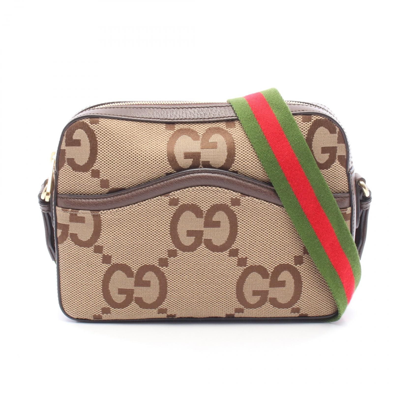 グッチ GUCCI ジャンボGG ショルダーバッグ バッグ キャンバス レザー メンズ レディース ベージュ系 / ブラウン系 675891 【中古】