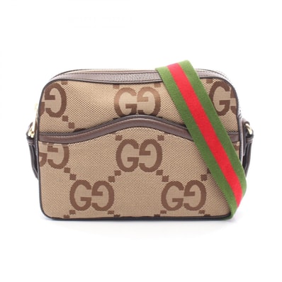 グッチ GUCCI ジャンボGG ショルダーバッグ バッグ キャンバス レザー メンズ レディース ベージュ系 / ブラウン系 675891 【中古】
