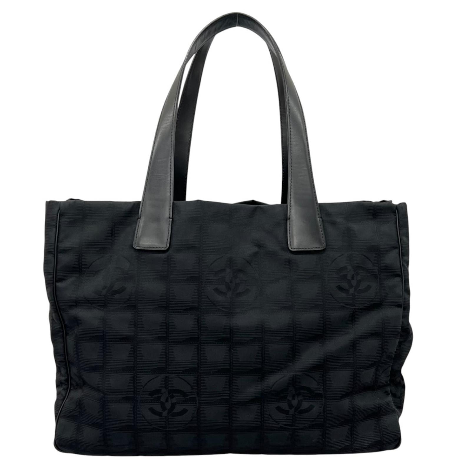 シャネル トートMM ニュートラベル トートバッグ ナイロンジャガード A15991 ブラック レディース CHANEL 中古
