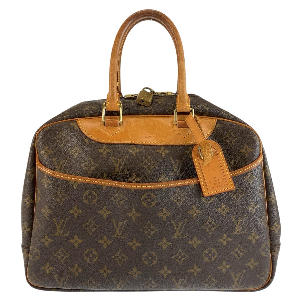 LOUIS VUITTON ルイヴィトン モノグラム ドーヴィル ブラウン ゴールド金具 PVC レザー/ ハンドバッグ ボストンバッグ 1-0294286 【中古】