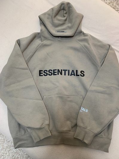 FEAR OF GOD ESSENTIALS 3D Silicon Applique Pullover Hoodie "Moss"