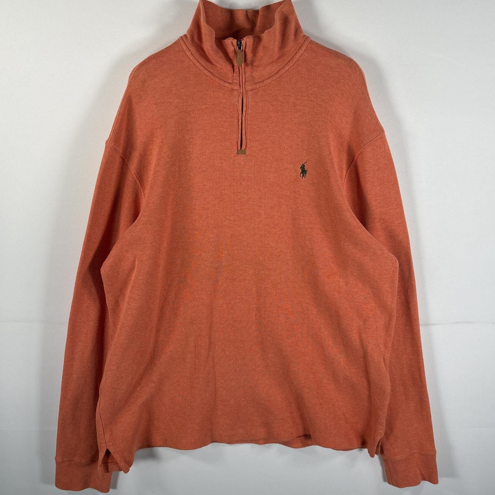 古着 90's/90年代 ポロバイラルフローレン Polo by Ralph Lauren コットンニット 大きいサイズ ハーフジップ XL  オレンジ メンズ