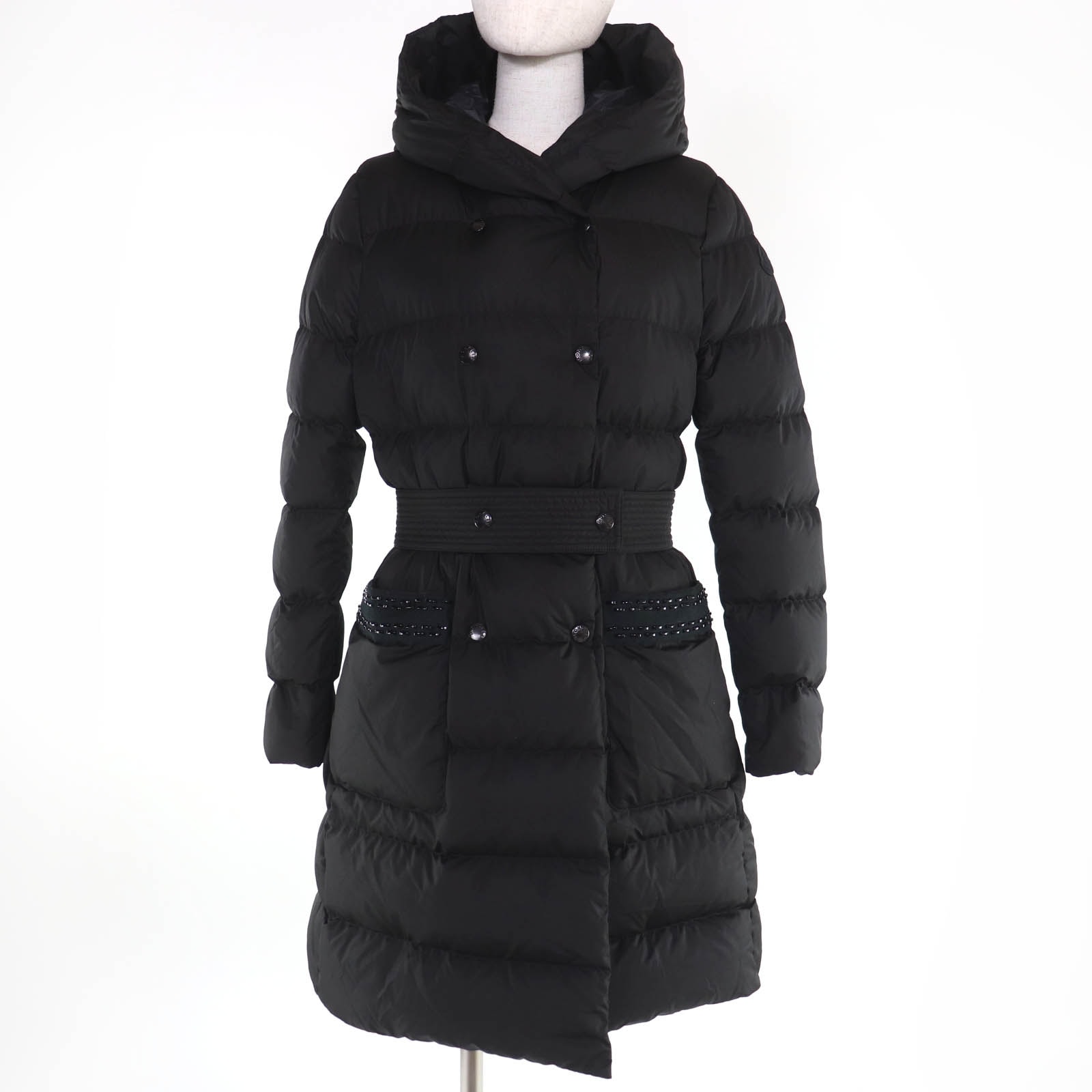 美品 モンクレール ダウンコート AUBIGNY ブラック レディース 0