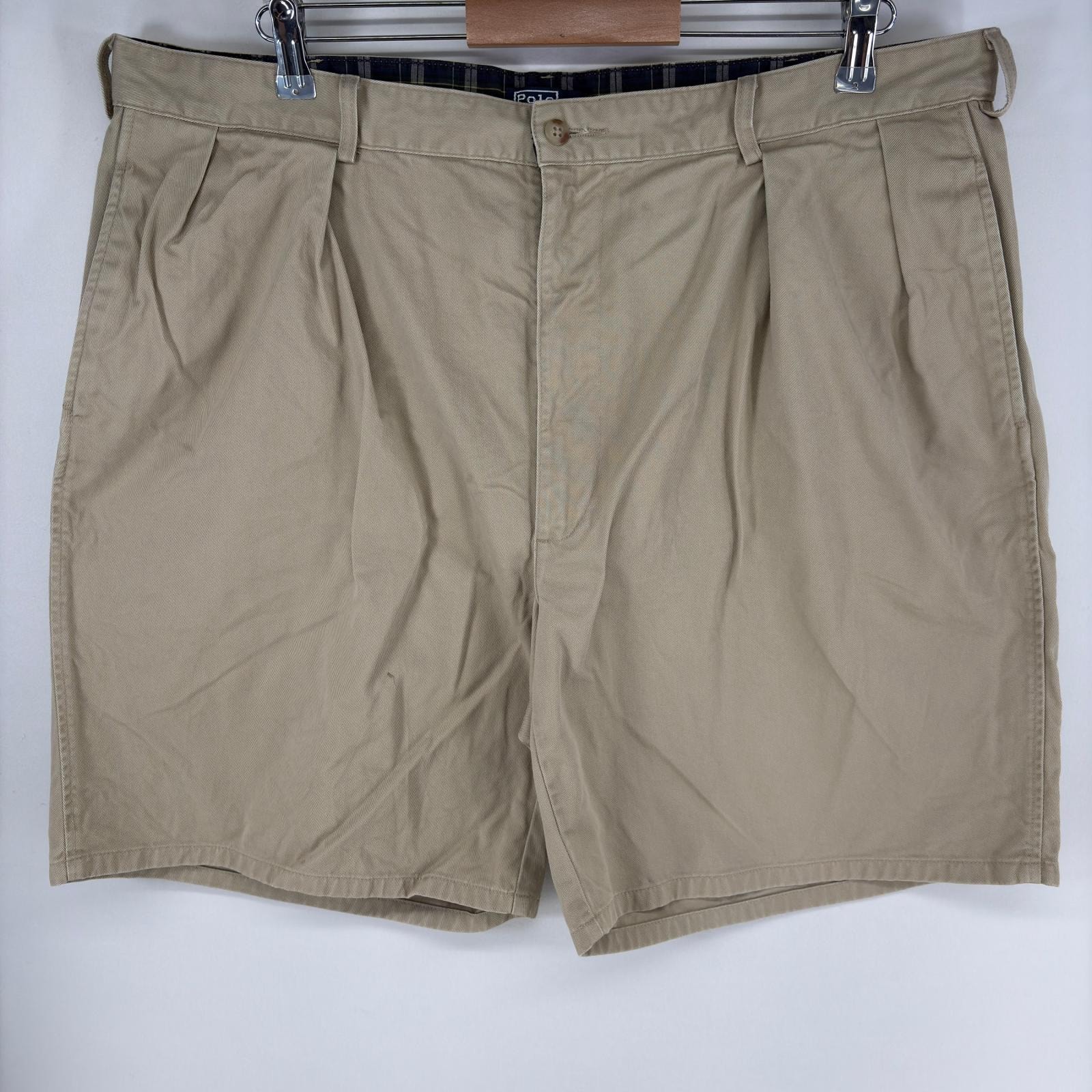 古着 ポロバイラルフローレン Polo by Ralph Lauren USA製 パンツ チノパン ワンポイントロゴ ショーツ ジップ w42 ベージュ系 メンズ