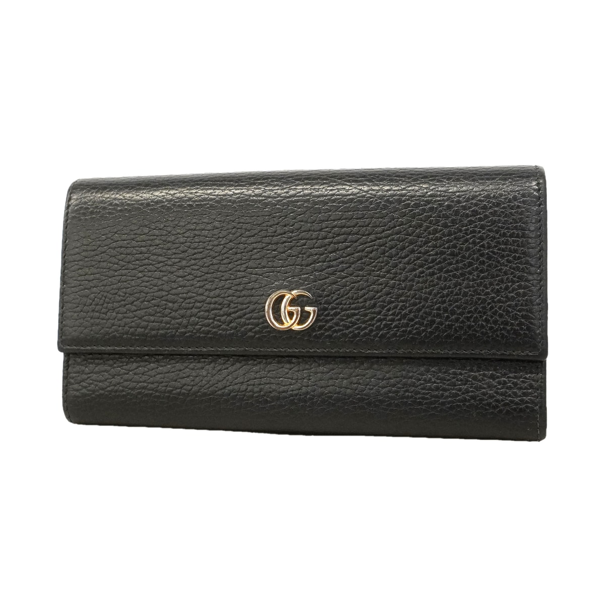 ★最終価格★SALE【6hb0333-k】グッチ 長財布 GGマーモント 456116 レザー ブラック ゴールド金具【中古】メンズ