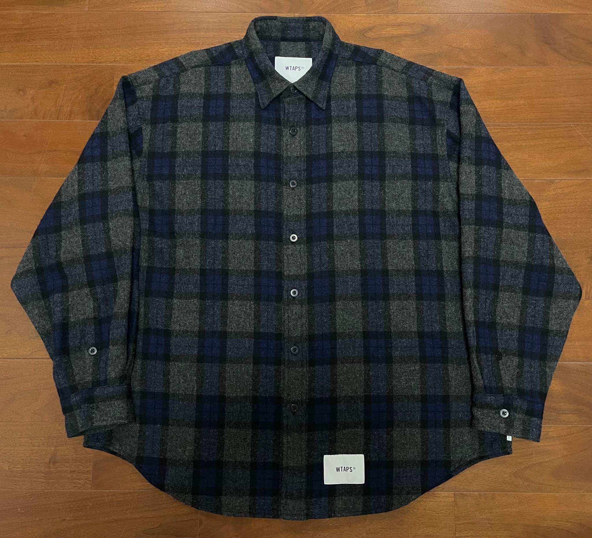 WTAPS TXT 01 / LS / WOPL. Tweed. Textile. OF "Navy"