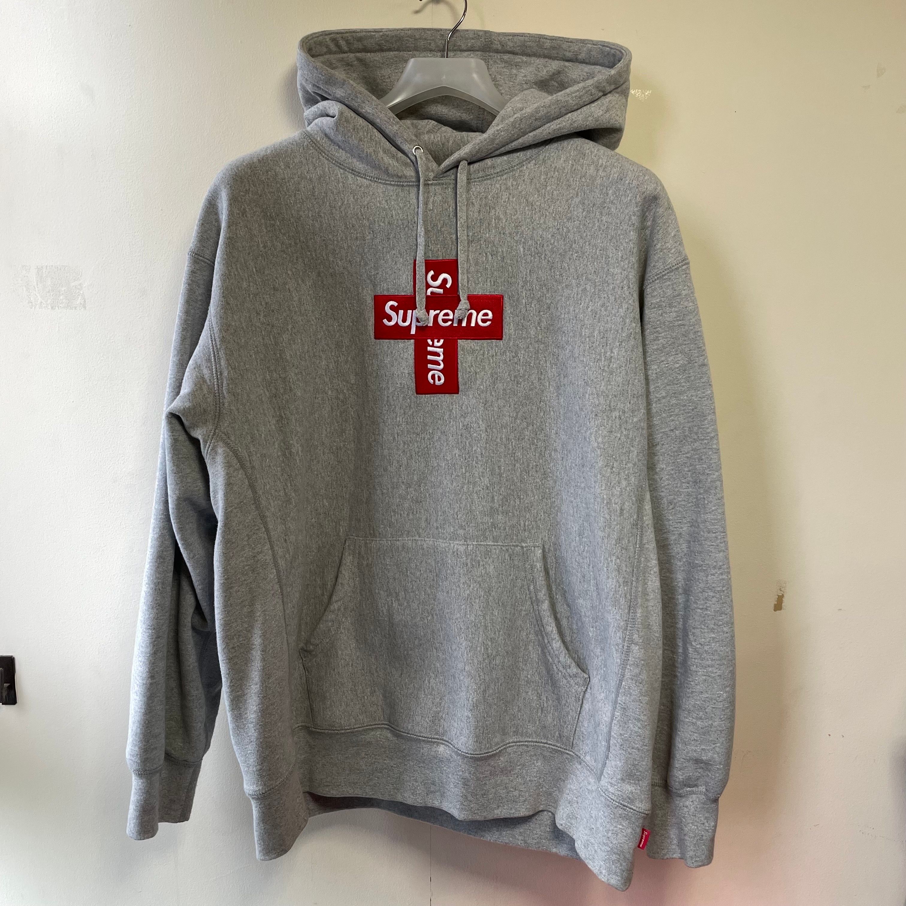 Supreme Cross Box Logo Hooded Sweatshirt "Grey"