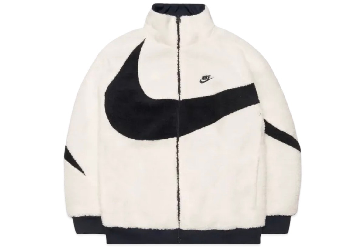 Nike Big Swoosh Reversible Boa Jacket "Sail/Dark Obsidian"