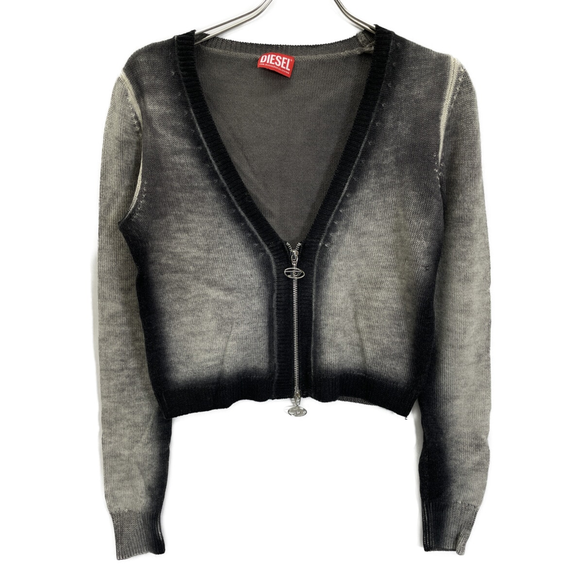 ディーゼル A11152 ブラック×グレー M-ARIKA-A クロップドカーディガン M