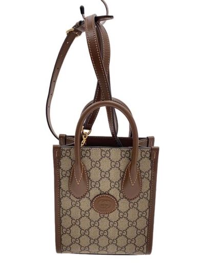 GUCCI Mini-Tote Bag with Interlocking G "Beige/Ebony"