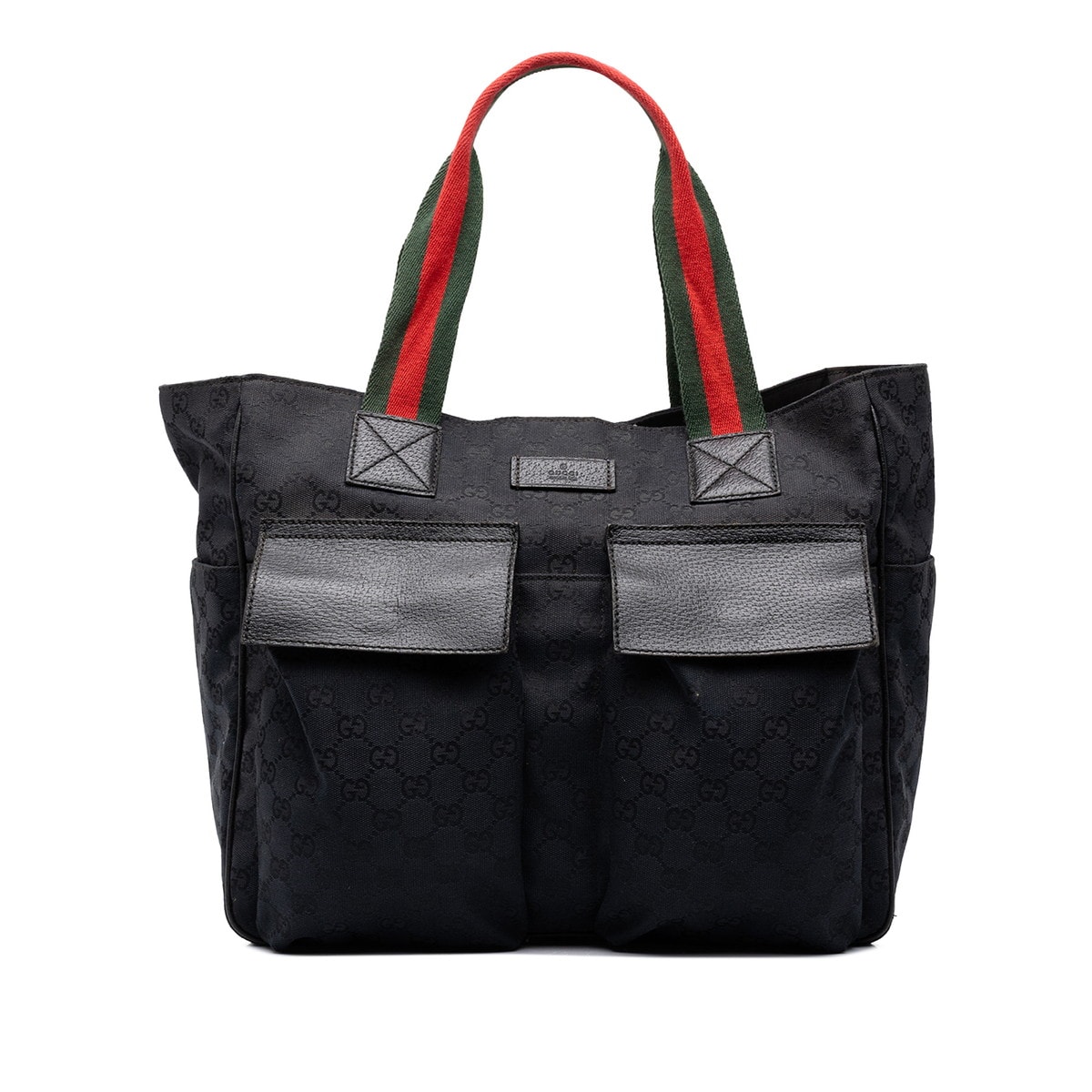 グッチ GGキャンバス シェリーライン トートバッグ 161836 ブラック キャンバス レザー レディース GUCCI 中古
