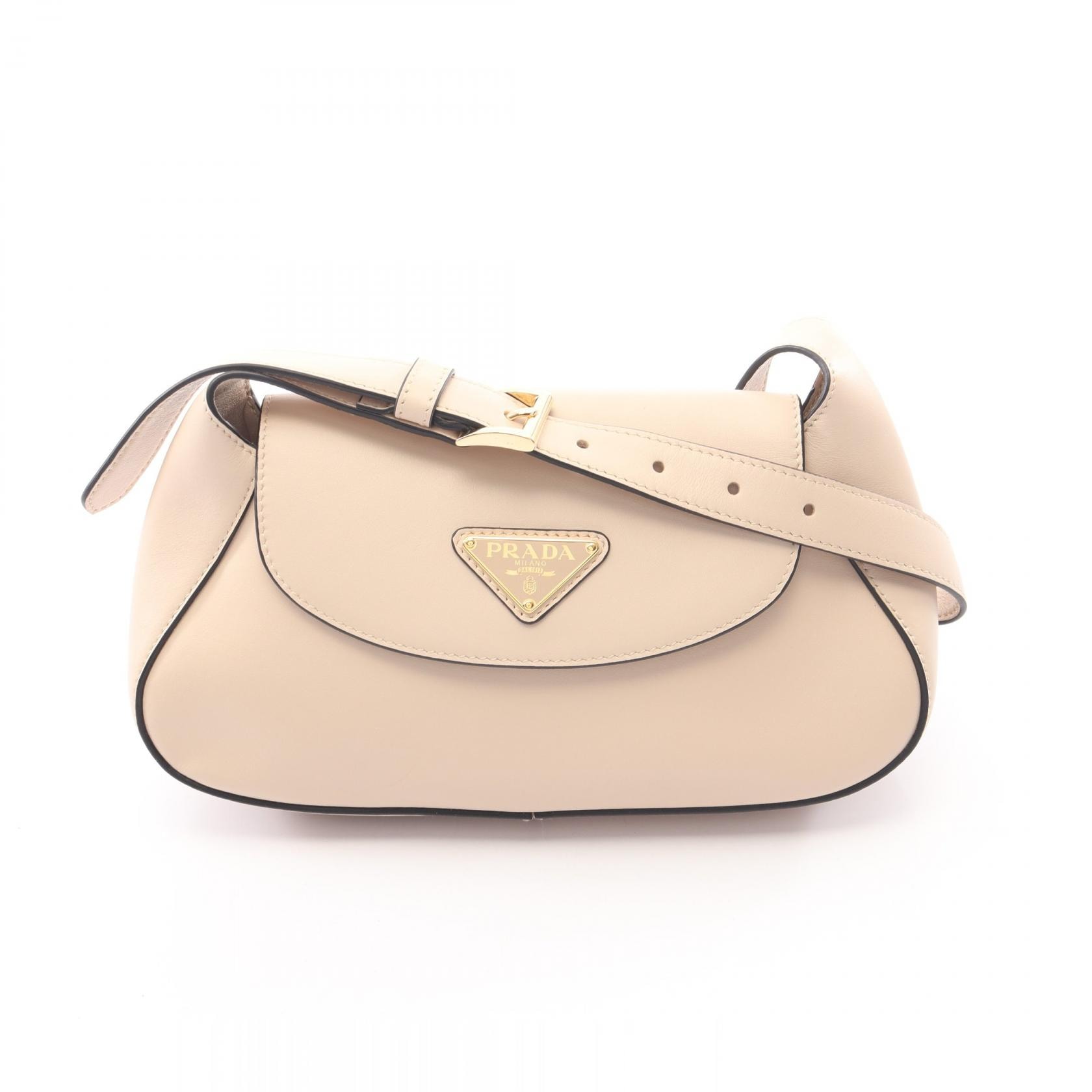 プラダ PRADA パティーナ スモール ショルダーバッグ バッグ レザー レディース ベージュ系 【中古】