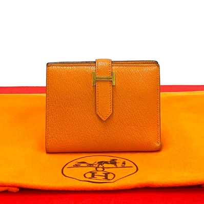 HERMES エルメス ベアン コンパクト シェーブル 二つ折り財布 オレンジ
30673