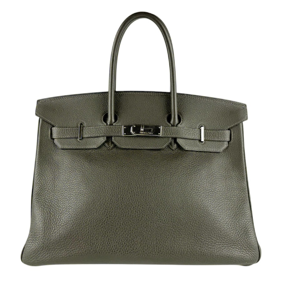 エルメス HERMES ハンドバッグ バーキン35 トリヨンクレマンス オリーブグリーン シルバー レディース【中古】 z9291