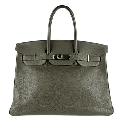 エルメス HERMES ハンドバッグ バーキン35 トリヨンクレマンス オリーブグリーン シルバー レディース【中古】 z9291
