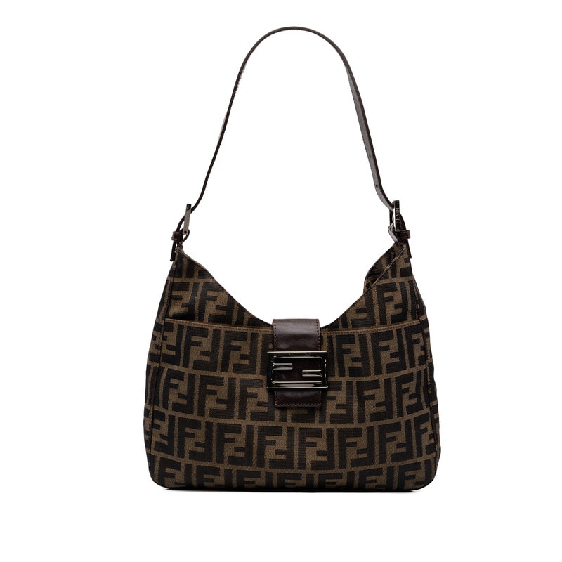 フェンディ ズッカ マンマバケット ワンショルダーバッグ 26569 ブラウン キャンバス レザー レディース FENDI 中古