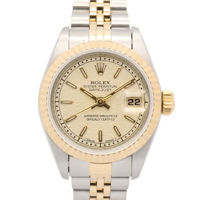 ロレックス ROLEX デイトジャスト W番 腕時計 時計 K18(イエローゴールド) ステンレススチール レディース アイボリー系 コンピューター/バー 69173 【中古】
