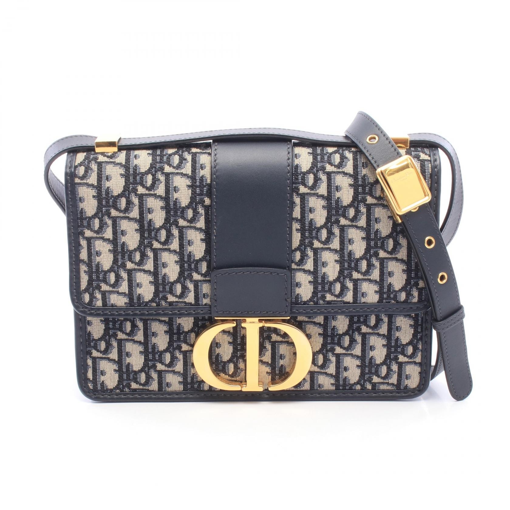 ディオール Dior 30 MONTAIGNE モンテーニュ ショルダーバッグ バッグ キャンバス レザー レディース ネイビー系 / ベージュ系 【中古】