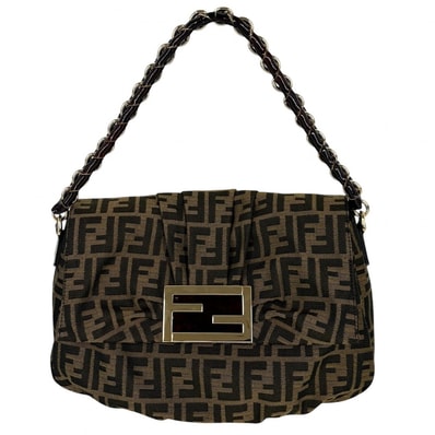 FENDI フェンディ ハンドバッグ ミア ズッカ マンマバケット 肩掛け Mamma Bucket 8BR614 キャンバス レザー ブラウン 茶 ゴールド金具 レディース【中古品】