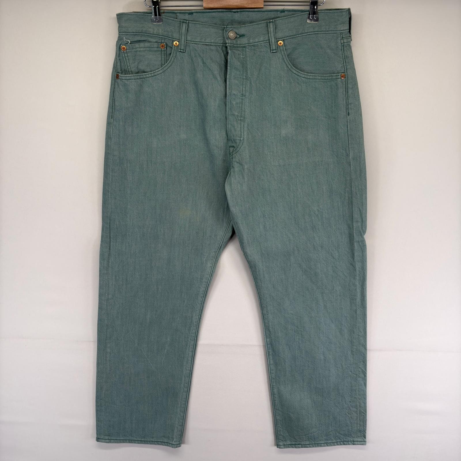 古着 リーバイス Levi's デニム パンツ 501 ストレート ボタンフライ 5ポケット カラーデニム ジーンズ w38 L30  ブルー系 メンズ