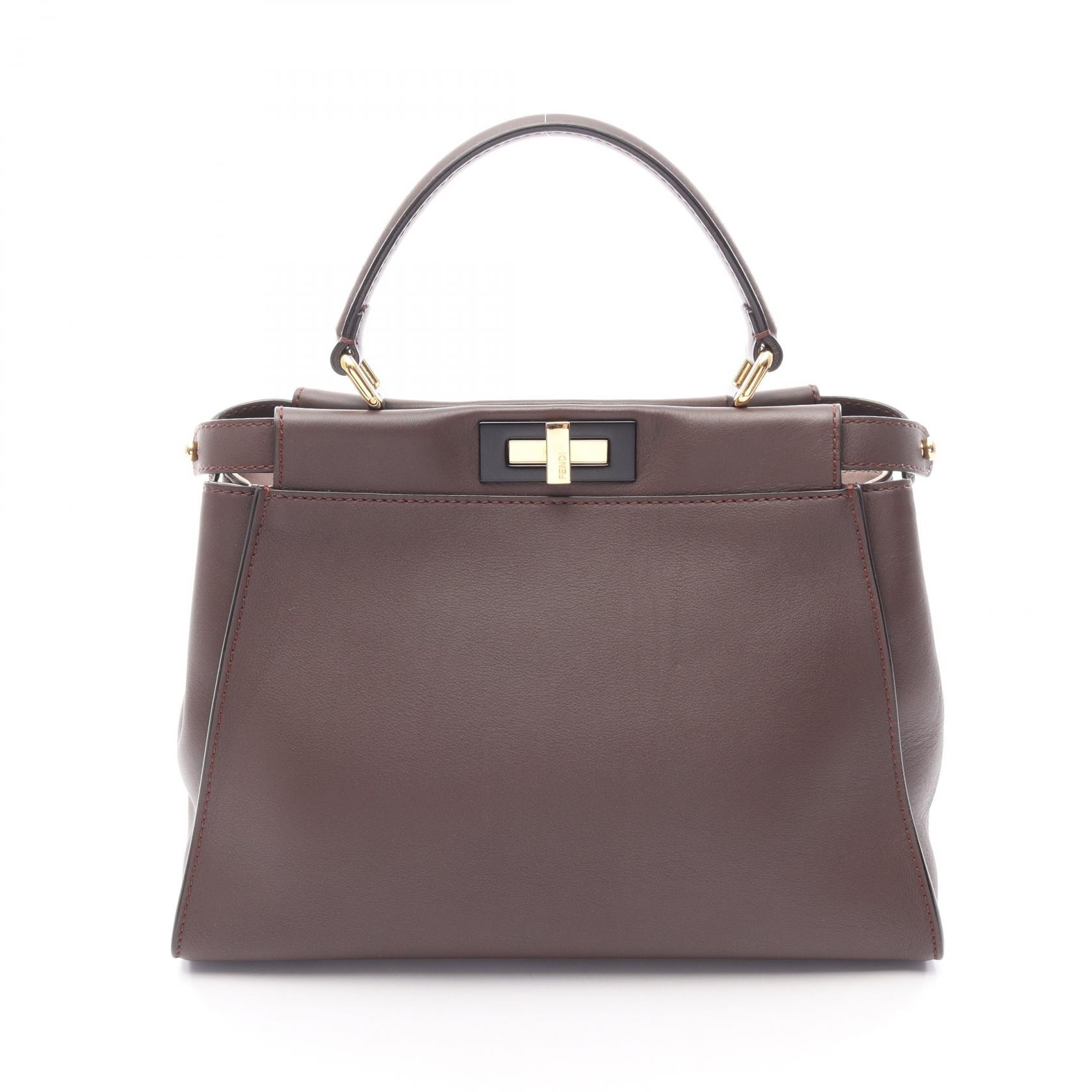 フェンディ FENDI ピーカブー レギュラー ハンドバッグ バッグ レザー レディース ブラウン系 8BN290 【中古】