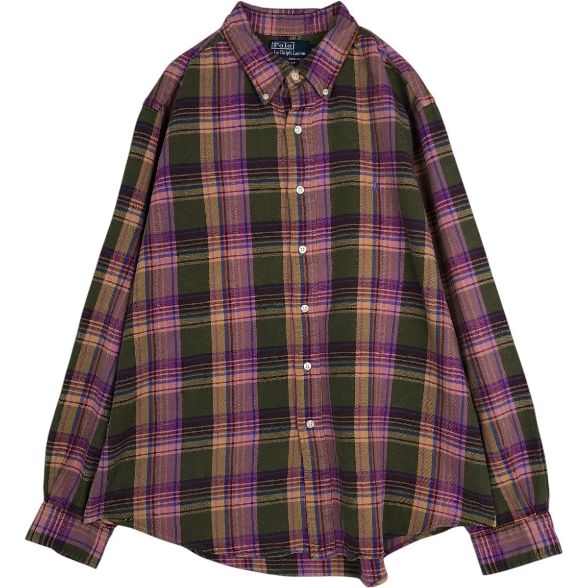 古着 ラルフローレン Ralph Lauren POLO RALPH LAUREN CUSTOM FIT 長袖 ボタンダウン フランネルチェックシャツ メンズXL相当/eaa677133