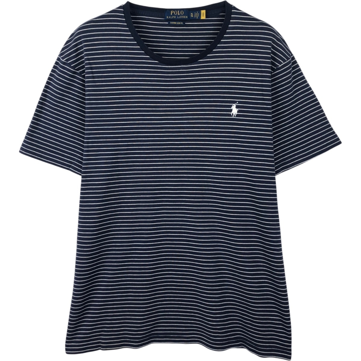 古着 ラルフローレン Ralph Lauren POLO RALPH LAUREN CUSTOM SLIM FIT 半袖 ボーダーTシャツ メンズXL相当/eaa656589