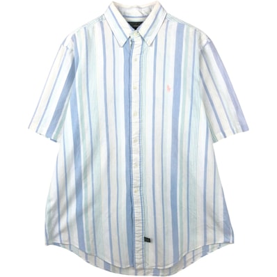 古着 ラルフローレン Ralph Lauren POLO COUNTRY ポロカントリー マルチストライプ 半袖 ボタンダウン ストライプシャツ メンズXL相当/eaa660145