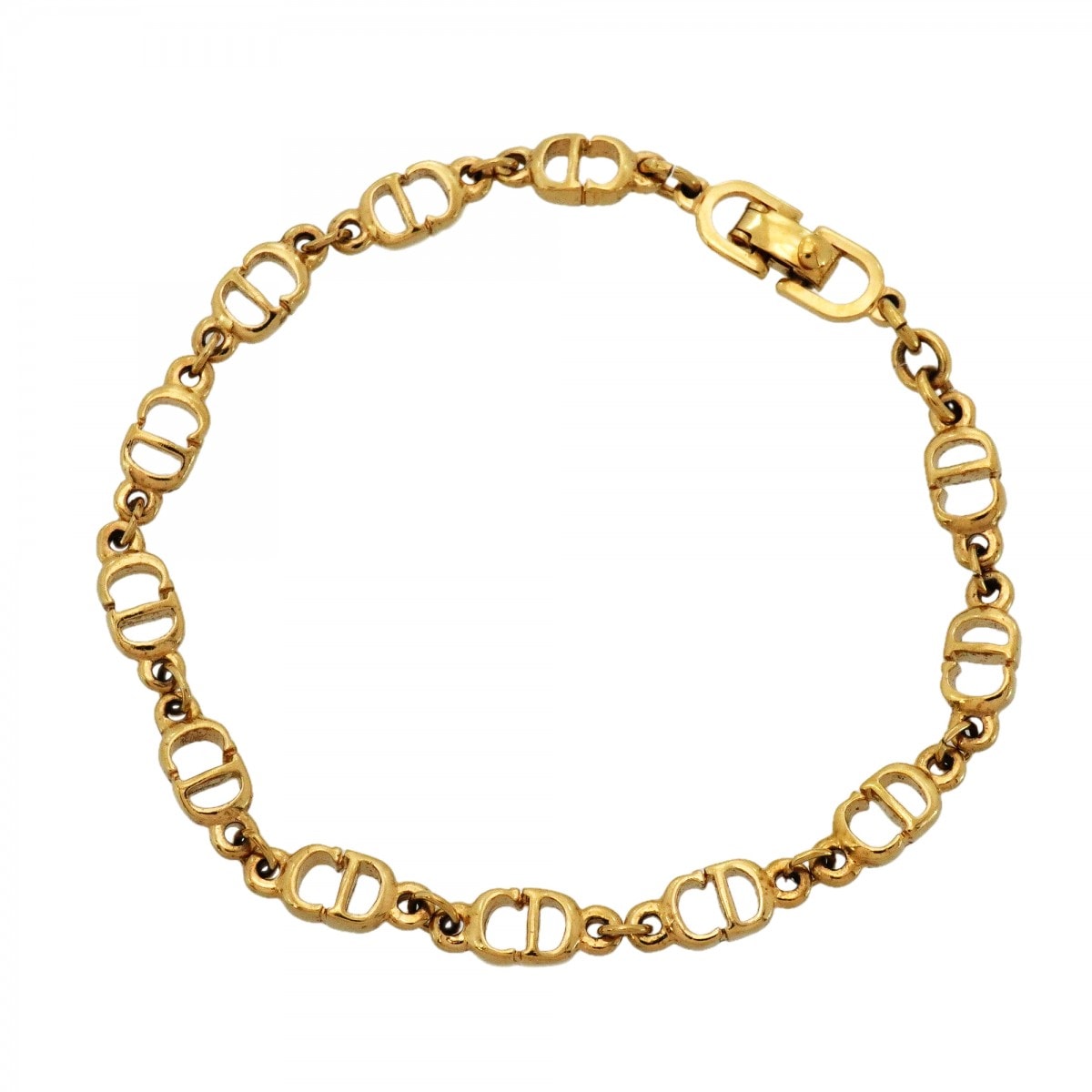 【6jdb0254】クリスチャンディオール ブレスレット CDロゴ GPメッキ ゴールド【中古】レディース