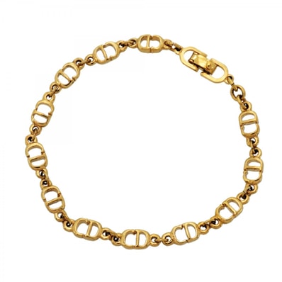 【6jdb0254】クリスチャンディオール ブレスレット CDロゴ GPメッキ ゴールド【中古】レディース