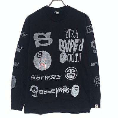 STUSSYBATHINGAPE REFLECTIVEPLINT L/S TEE