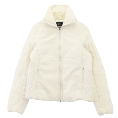 CHANEL シャネル ジャケット CCマーク ココマーク ロゴ スタンドカラー 中綿 ジップアップ ナイロン ジャケット オフホワイト系 XL【中古】