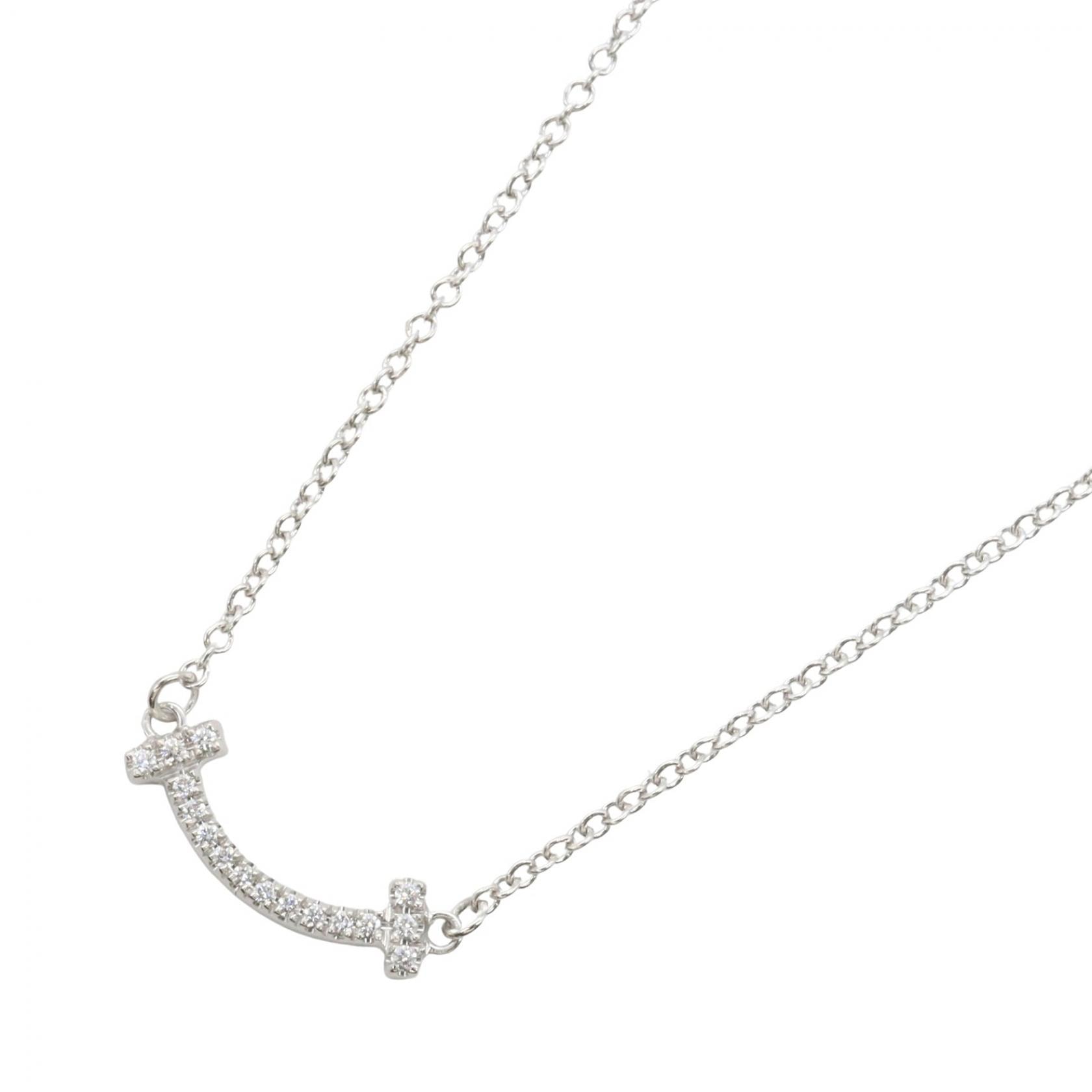 ティファニー TIFFANY&CO Tスマイル ミニ ダイヤ ネックレス ネックレス ジュエリー K18WG(ホワイトゴールド) ダイヤモンド レディース シルバー系 / クリア系 62617799 【中古】