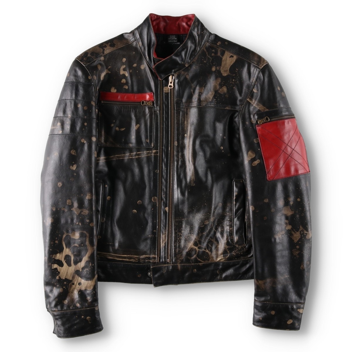 古着 90~00年代 ディーゼル DIESEL StyleLab 中綿入り ペイント シングルライダースジャケット イタリア製 メンズS相当/yaa000882